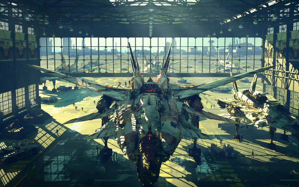 hangar futuristic Sci Fi spaceship HD Desktop Wallpaper | Background Image