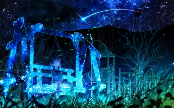 Anime Original Stars Shooting Star Night HD Wallpaper | Background Image