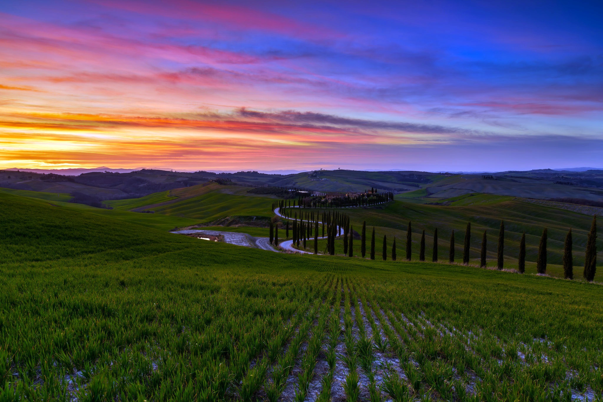 Download Italy Sunset Photography Tuscany Hd Wallpaper