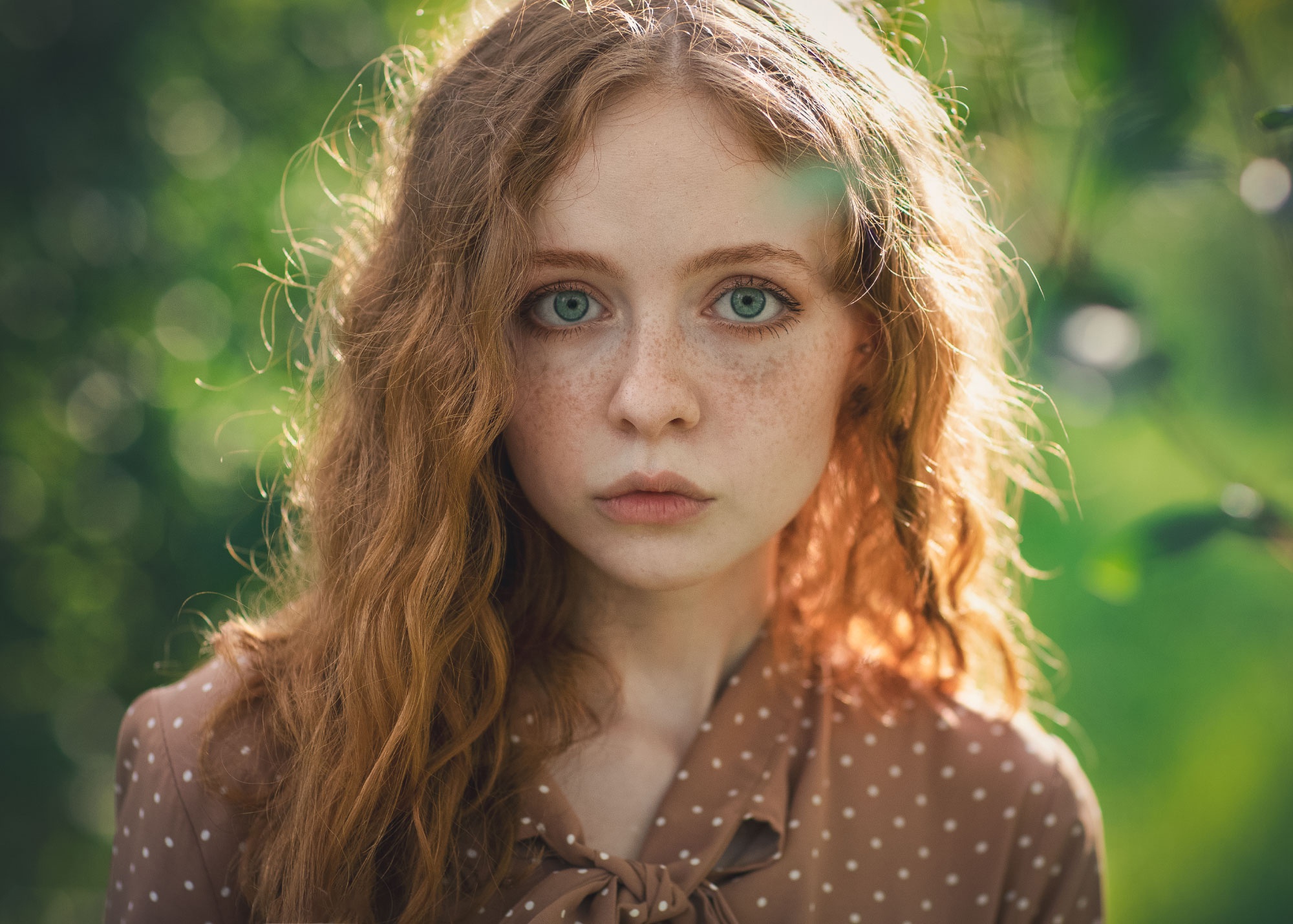 Download Freckles Blue Eyes Redhead Woman Model Hd Wallpaper By Yuriy Korotun 