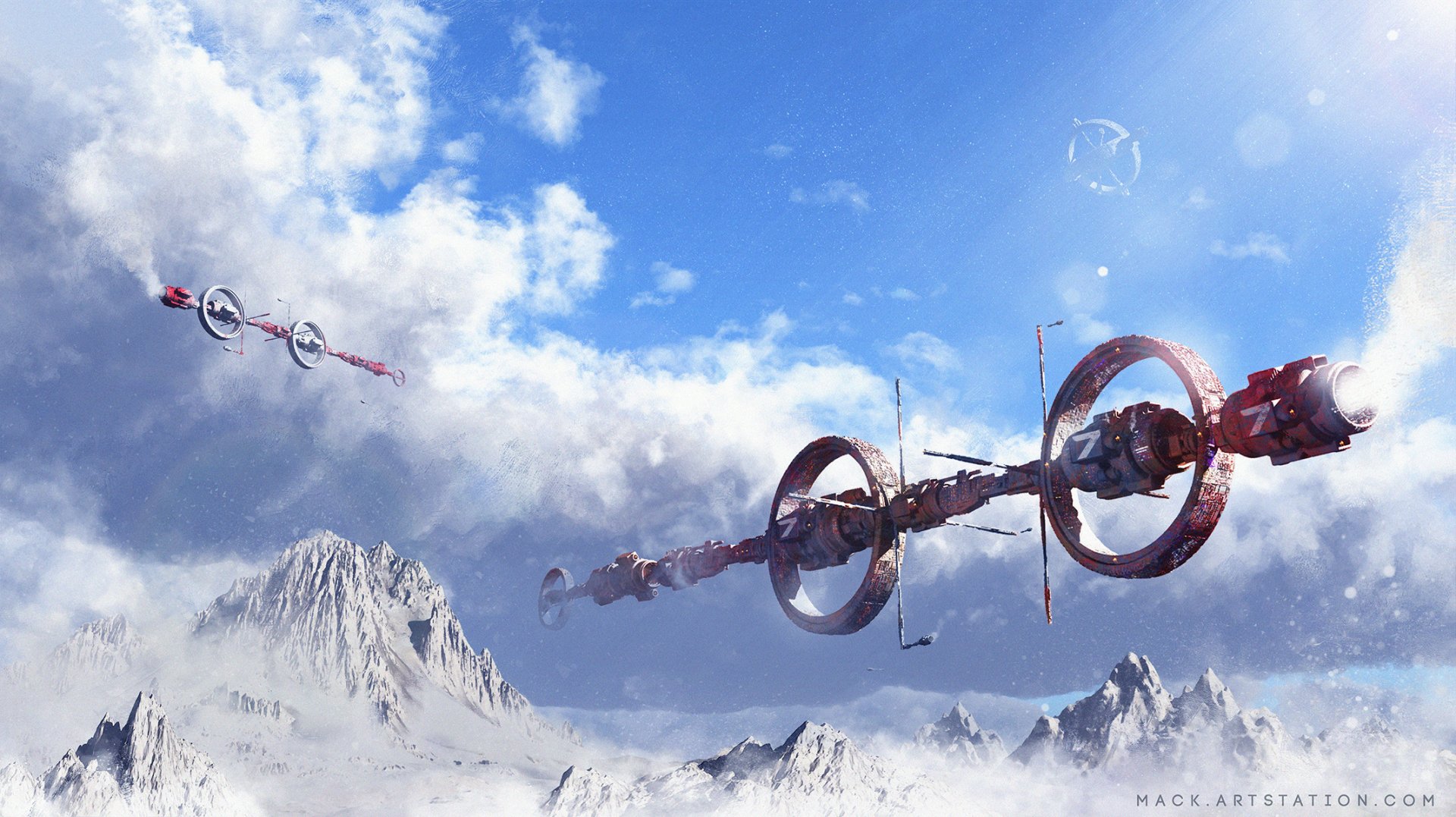 Download Mountain Sci Fi Spaceship HD Wallpaper by Mack Sztaba