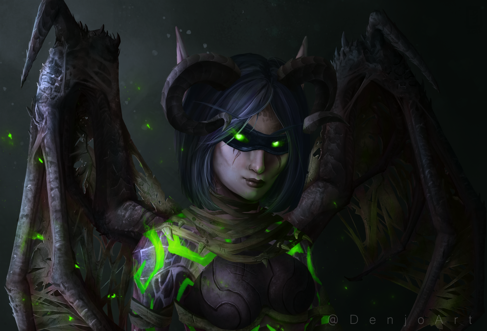 Download Sylvalum (World Of Warcraft) Woman Warrior Green Eyes Video Game World Of Warcraft HD Wallpaper by DenjoArt