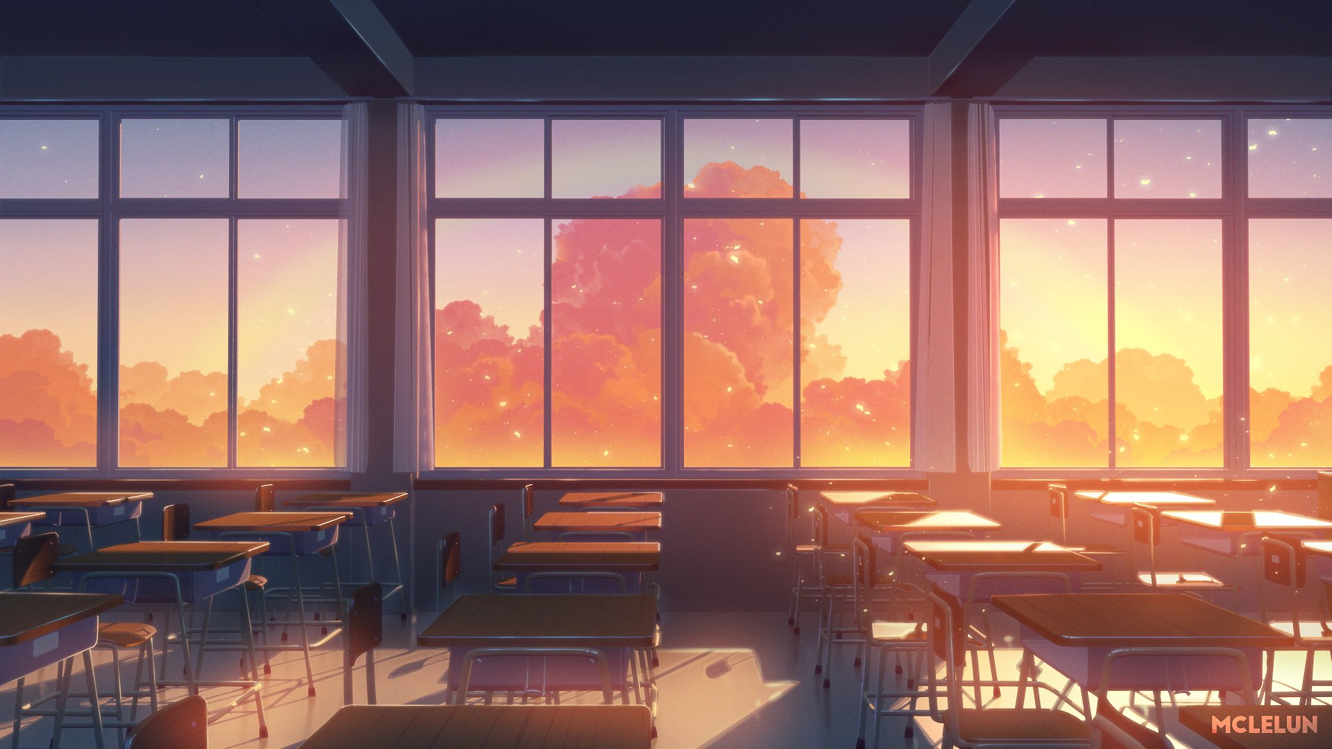 Download Chair Classroom Anime Room Anime Room HD Wallpaper by Mclelun