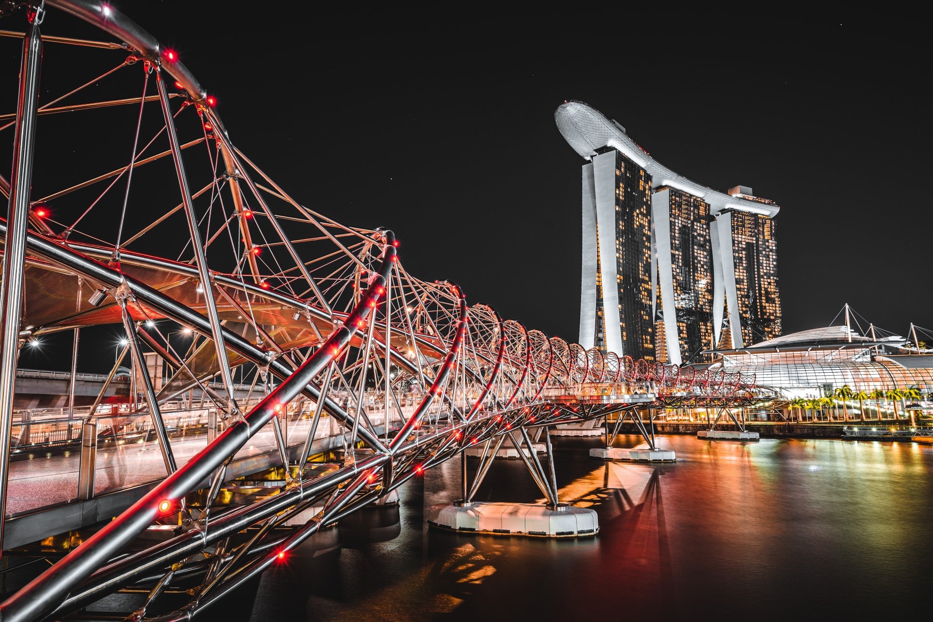 Download Helix Bridge Singapore Man Made Marina Bay Sands HD Wallpaper