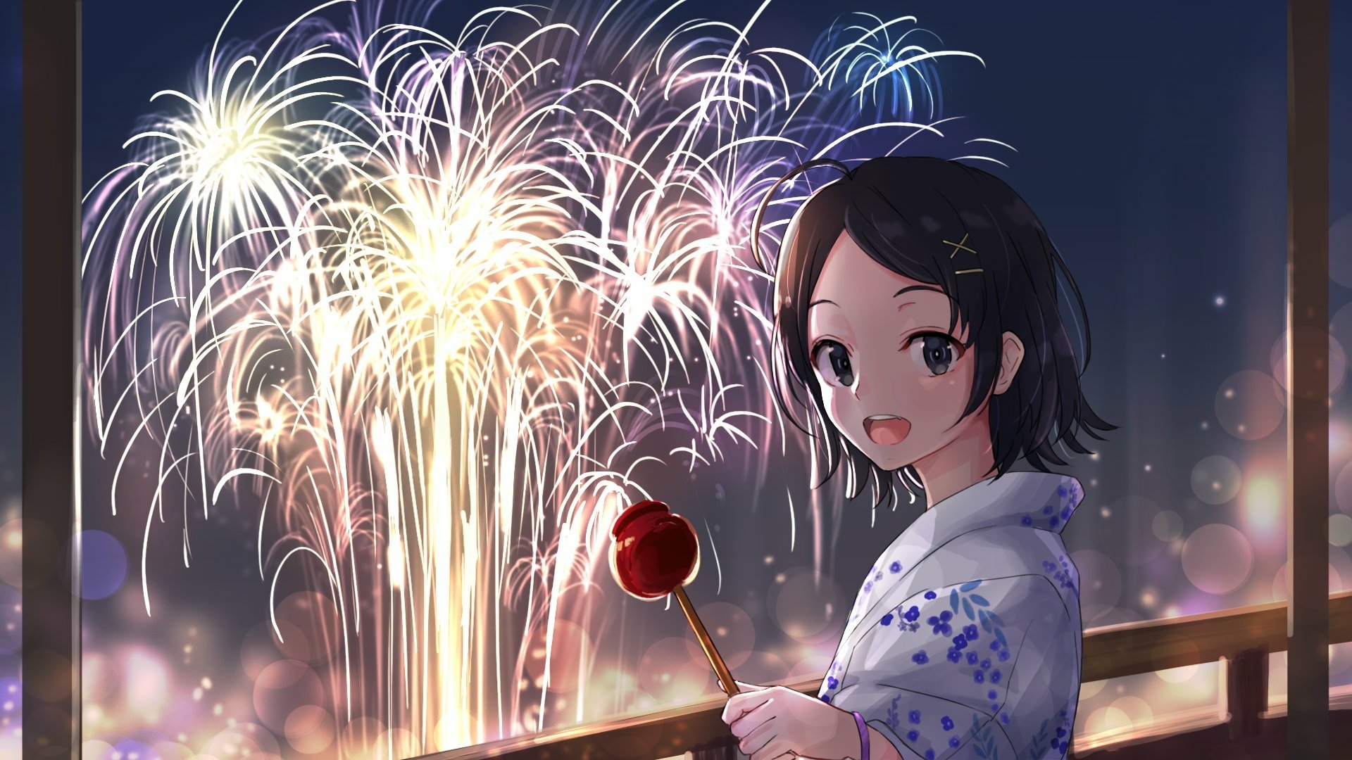 Download Fireworks Short Hair Black Hair Komachi Hikigaya My Teen Romantic Comedy SNAFU Anime HD Wallpaper