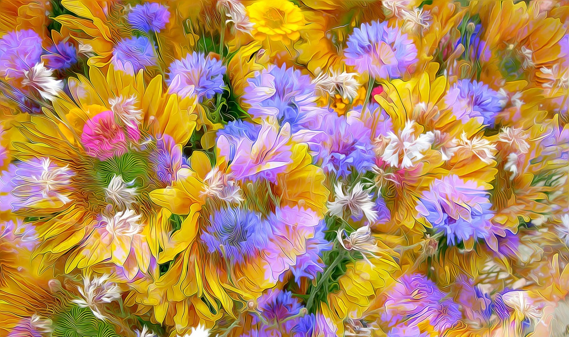 Chromatic Bloom: Painterly Floral HD Wallpaper | 2023x1200 | Wallpaper ...