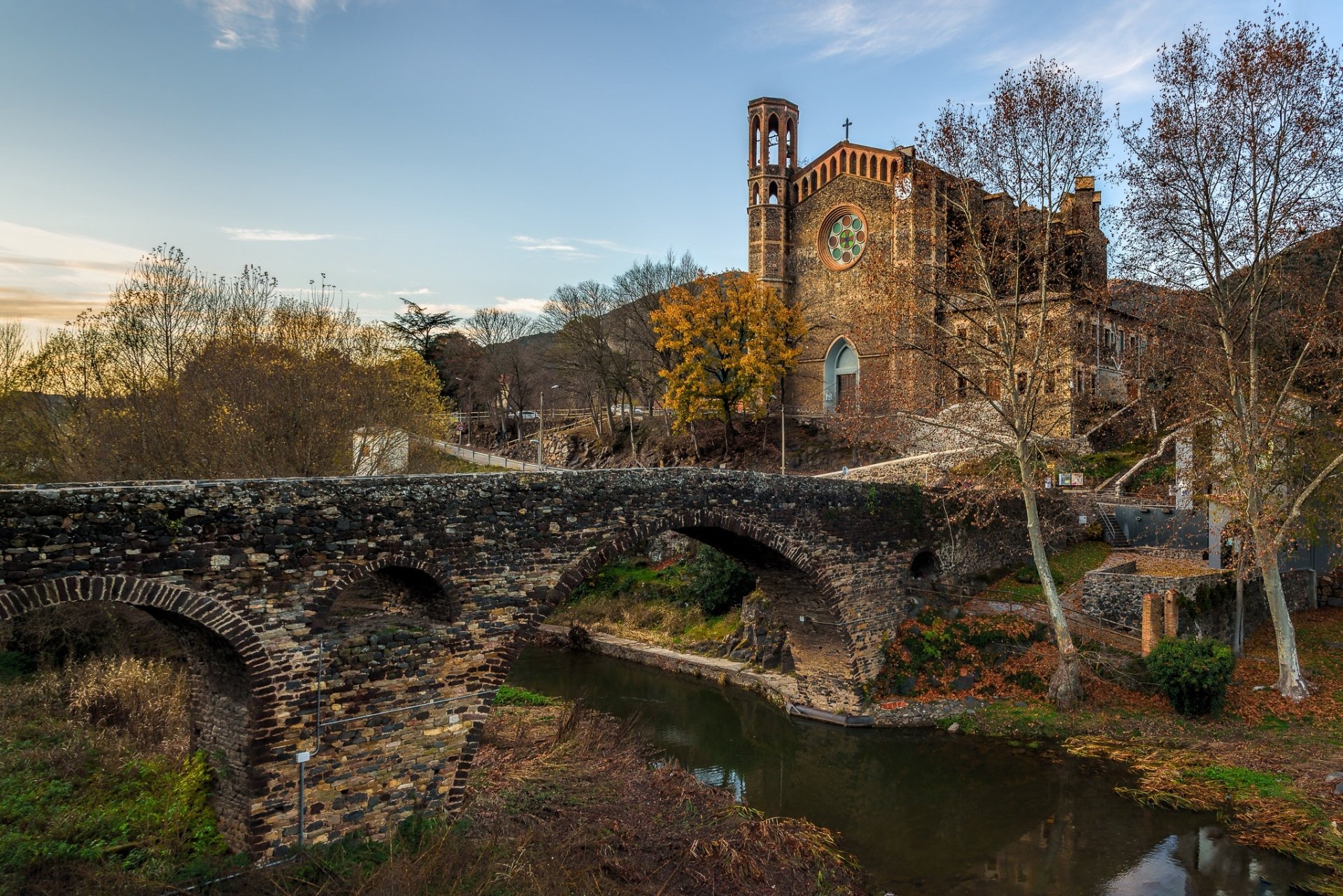 Download Catalonia Spain River Bridge Religious Church HD Wallpaper