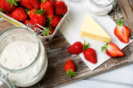 still life fruit berry flour food strawberry HD Desktop Wallpaper | Background Image