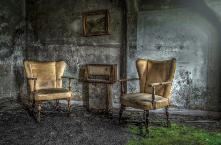 chair radio abandoned man made room HD Desktop Wallpaper | Background Image