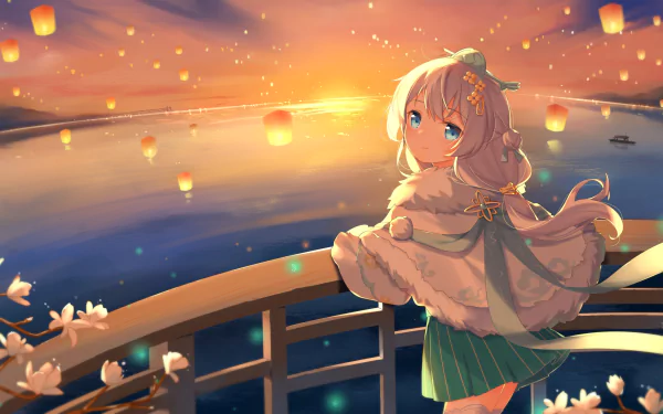 long hair white hair Theresa Apocalypse lantern blue eyes horizon video game Honkai Impact 3rd HD Desktop Wallpaper | Background Image