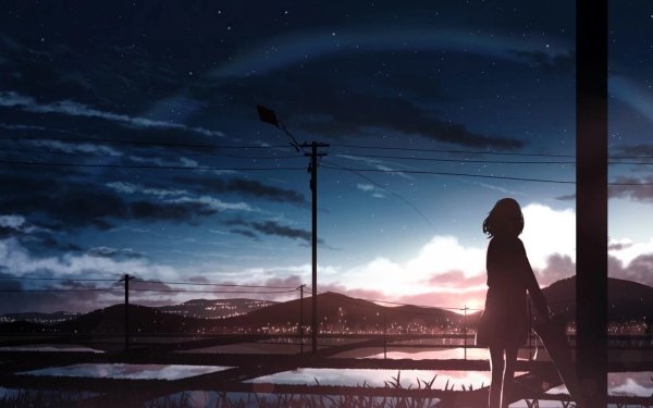 Anime Original Sunrise Umbrella HD Wallpaper | Background Image