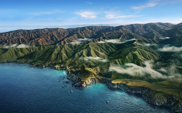 Earth Big Sur Mountain Aerial Coastline Ocean Cloud Landscape Apple Inc. HD Wallpaper | Background Image