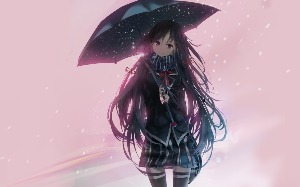 Anime My Teen Romantic Comedy SNAFU School Uniform Long Hair Black Hair Umbrella Yukino Yukinoshita HD Wallpaper | Background Image