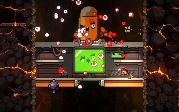 HD desktop wallpaper of Exit The Gungeon game, featuring chaotic bullet-hell gameplay action.