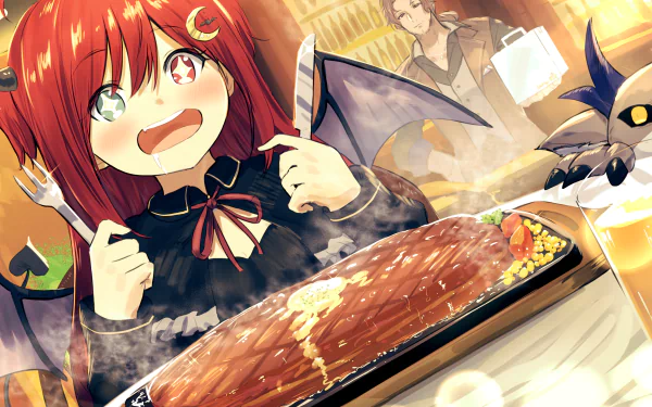 heterochromia demon red hair Yuzuki Roa Nijisanji Anime Virtual Youtuber HD Desktop Wallpaper | Background Image