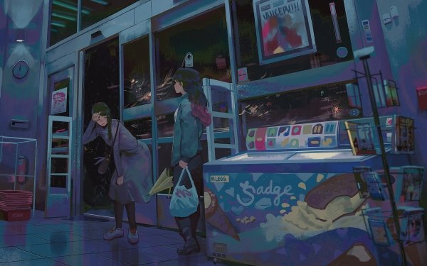 Anime Shop Night HD Wallpaper | Background Image