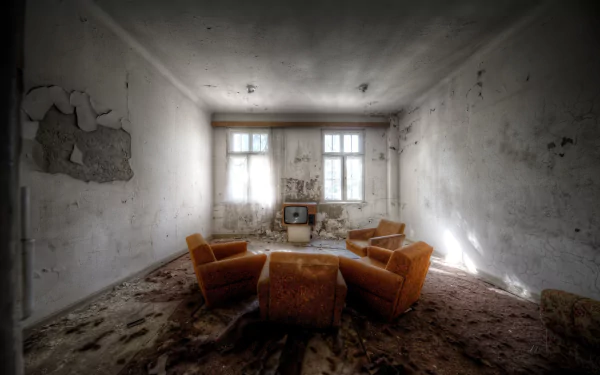 abandoned TV Set furniture man made room HD Desktop Wallpaper | Background Image