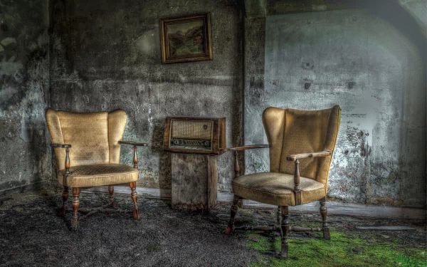 chair radio abandoned man made room HD Desktop Wallpaper | Background Image