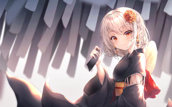 short hair white hair orange eyes Sirius (Azur Lane) Anime Azur Lane HD Desktop Wallpaper | Background Image
