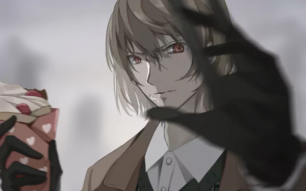 HD PC desktop wallpaper featuring Goro Akechi from the video game Persona 5, showcasing a close-up with a mysterious and intense expression.