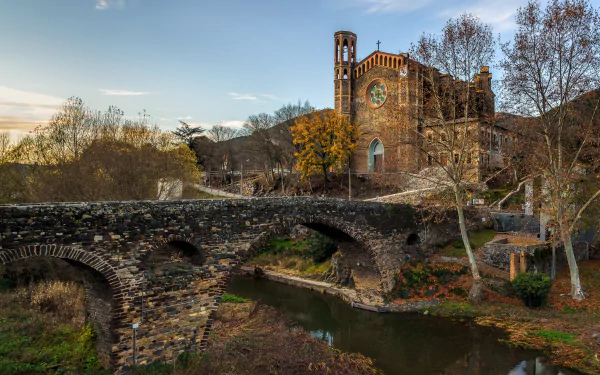  Medieval Bridge and Church in Sant Joan les Fonts
