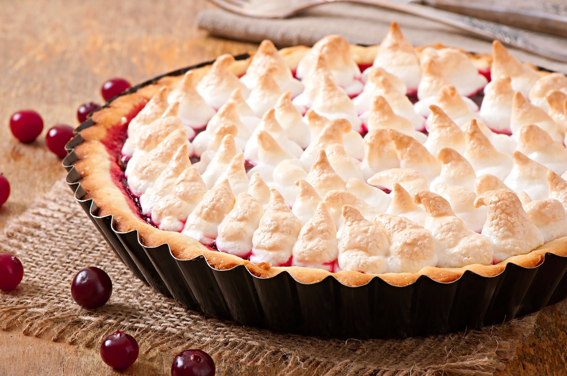 Download Meringue Cherry Food Pie 4k Ultra Hd Wallpaper