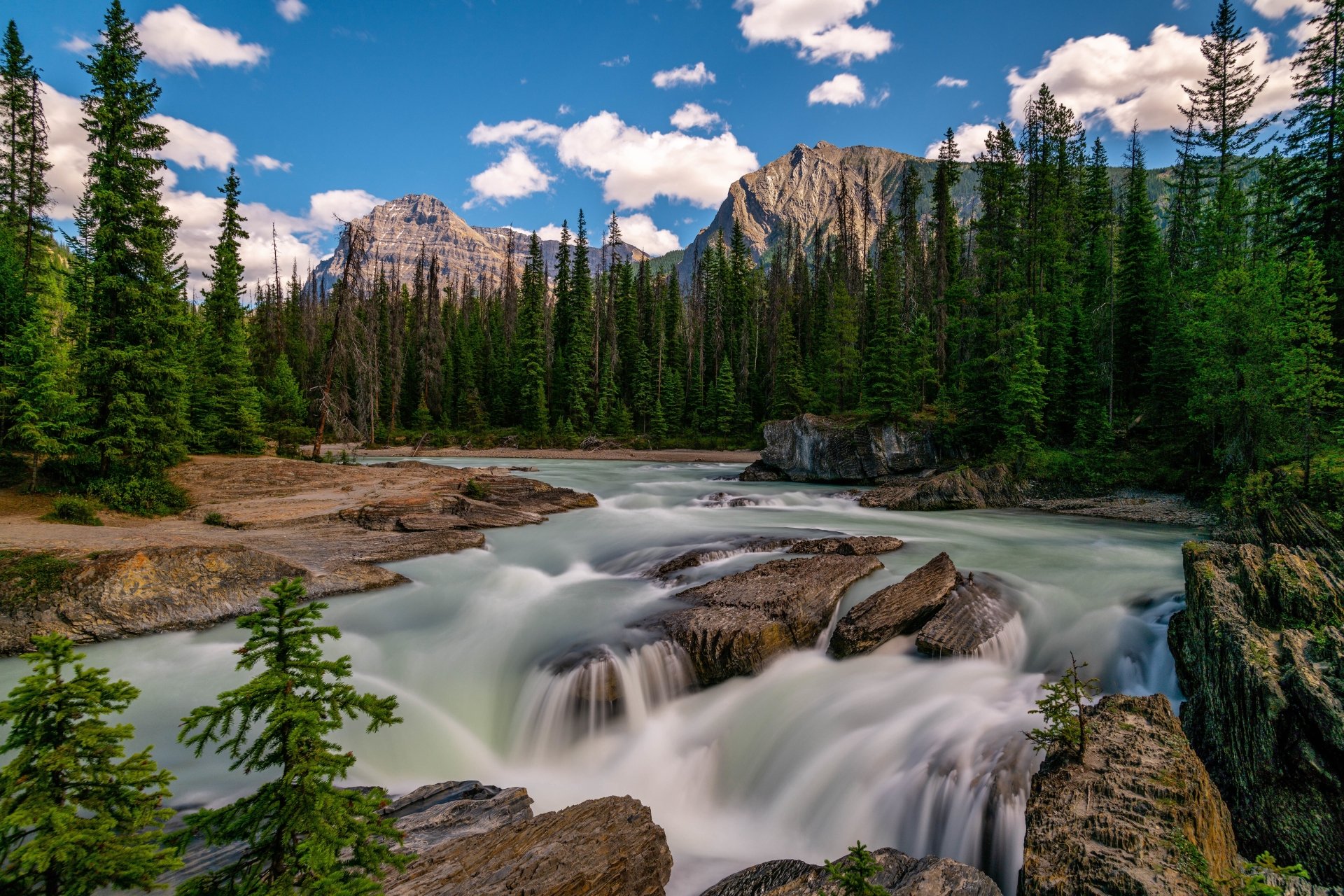 Download Yoho National Park British Columbia Waterfall Canada Mountain Forest Nature River 4k Ultra HD Wallpaper