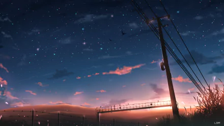 starry sky sunset sky Anime Original anime sunset Sky Anime HD Desktop Wallpaper | Background Image