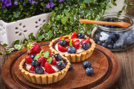 pastry tartlet strawberry blueberry berry food dessert HD Desktop Wallpaper | Background Image