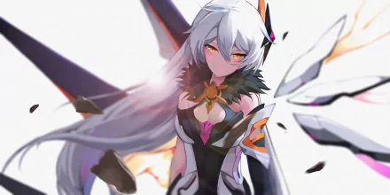 orange eyes white hair Kiana Kaslana video game Honkai Impact 3rd HD Desktop Wallpaper | Background Image