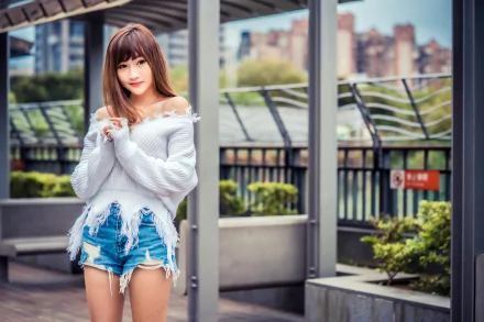 shorts brunette model woman asian HD Desktop Wallpaper | Background Image