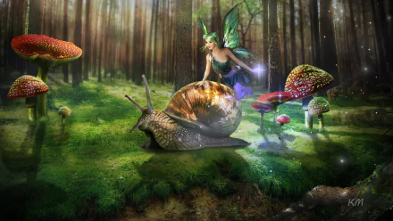 mushroom snail fantasy fairy HD Desktop Wallpaper | Background Image