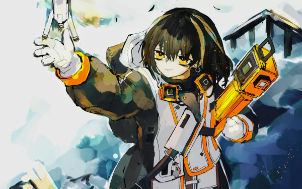 black hair yellow eyes Magallan (Arknights) video game Arknights HD Desktop Wallpaper | Background Image