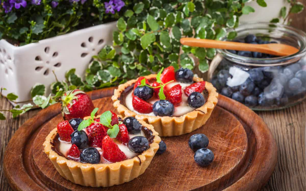 pastry tartlet strawberry blueberry berry food dessert HD Desktop Wallpaper | Background Image