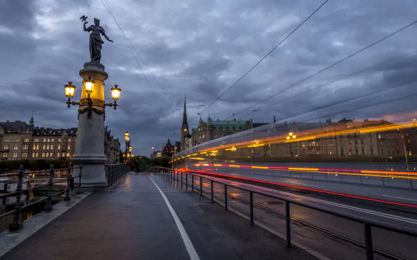  Road in Stockholm, Sweden at Dusk