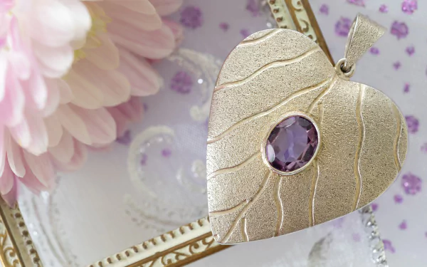 pendant heart stone flower man made jewelry HD Desktop Wallpaper | Background Image