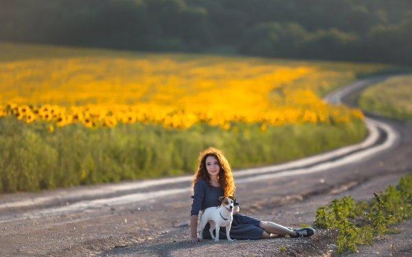 Women Mood Road Dog HD Wallpaper | Background Image