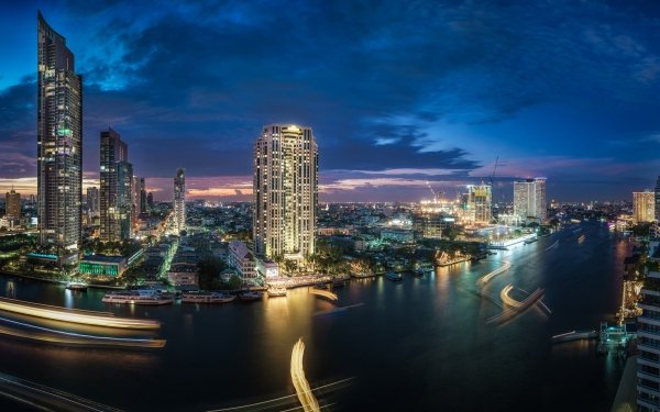 Man Made Bangkok Cities Thailand River Building City Skyscraper HD Wallpaper | Background Image