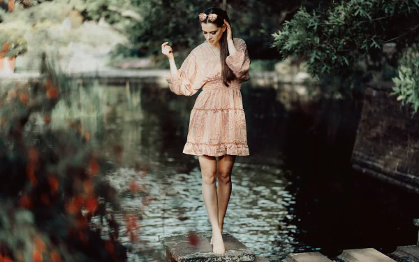 feet glasses dress Carina Cara woman model HD Desktop Wallpaper | Background Image