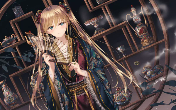 fan long hair Anime Original HD Desktop Wallpaper | Background Image