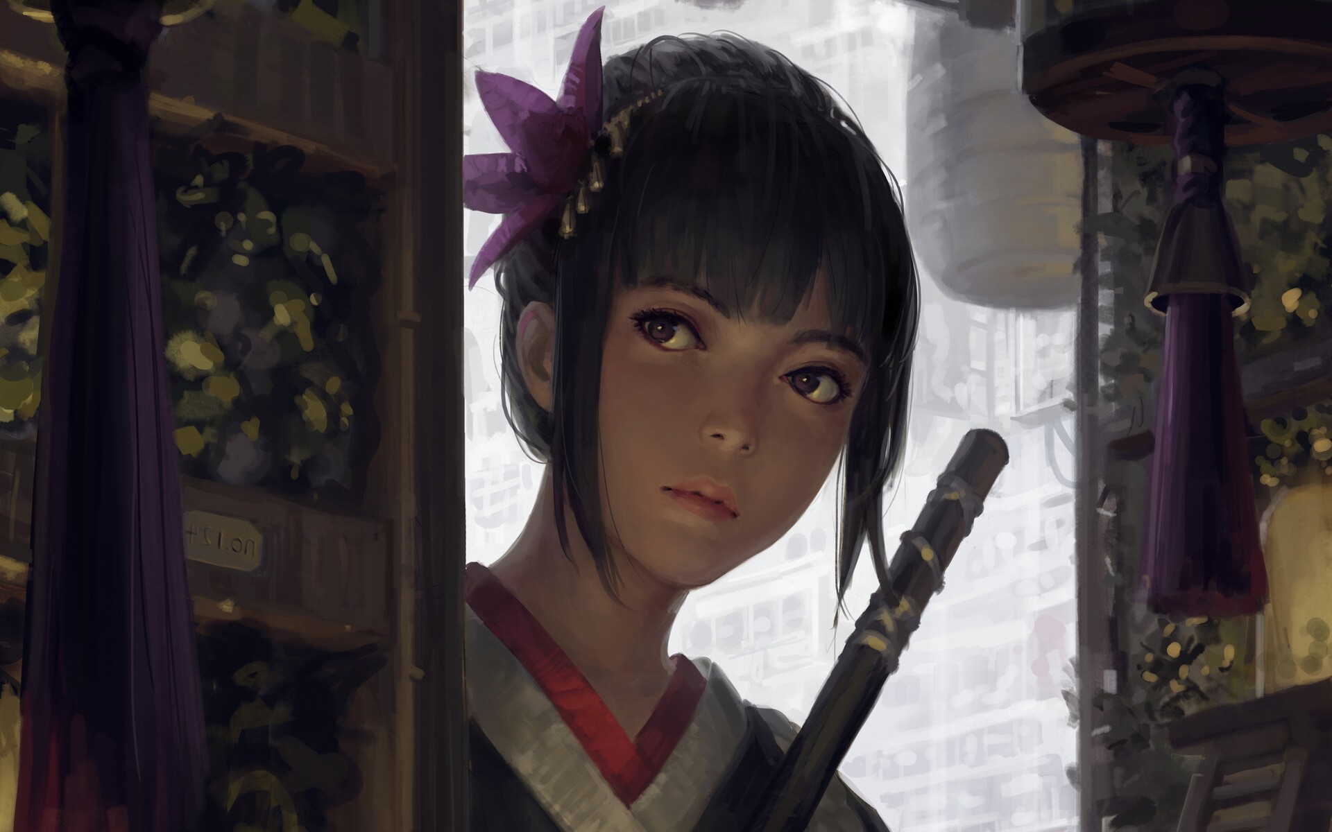 Download Samurai Fantasy Woman Warrior Hd Wallpaper By Guweiz