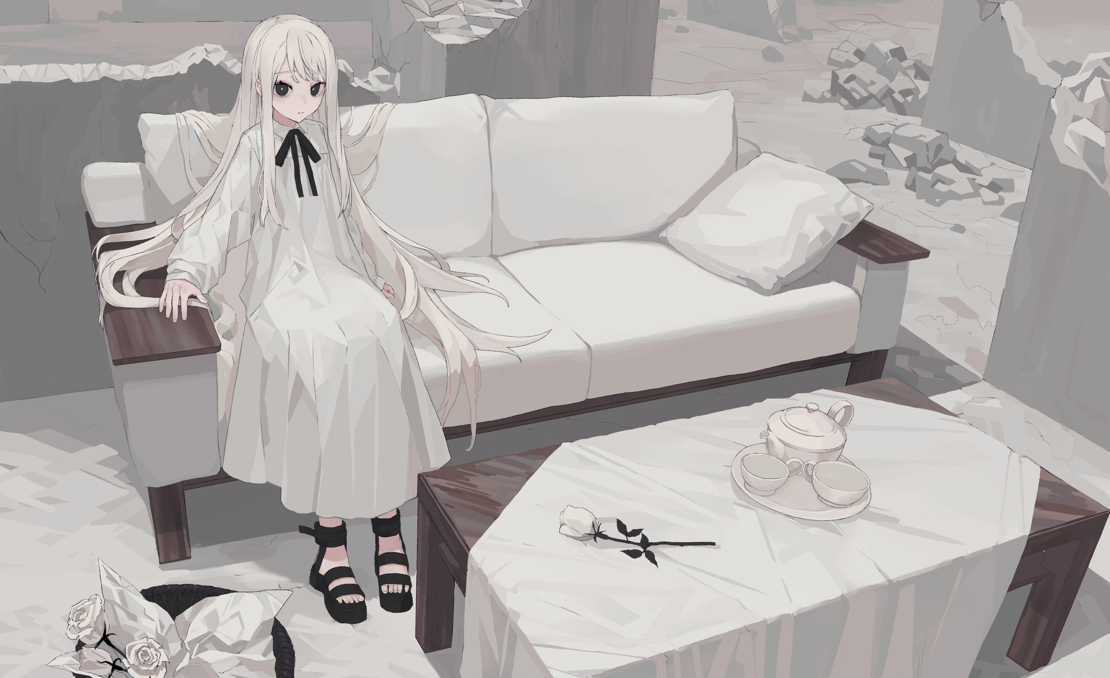 Download Tulip Room White White Hair Anime Girl Anime Girl Anime Room ...
