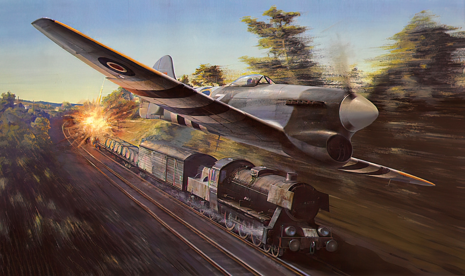 Download Train Warplane Airplane Military Hawker Tempest HD Wallpaper