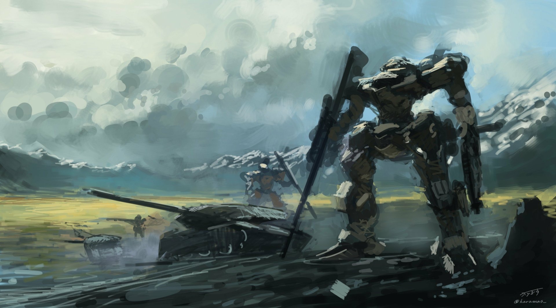 Download Sci Fi Robot HD Wallpaper by からます | 3376x1868 | Wallpaper Abyss
