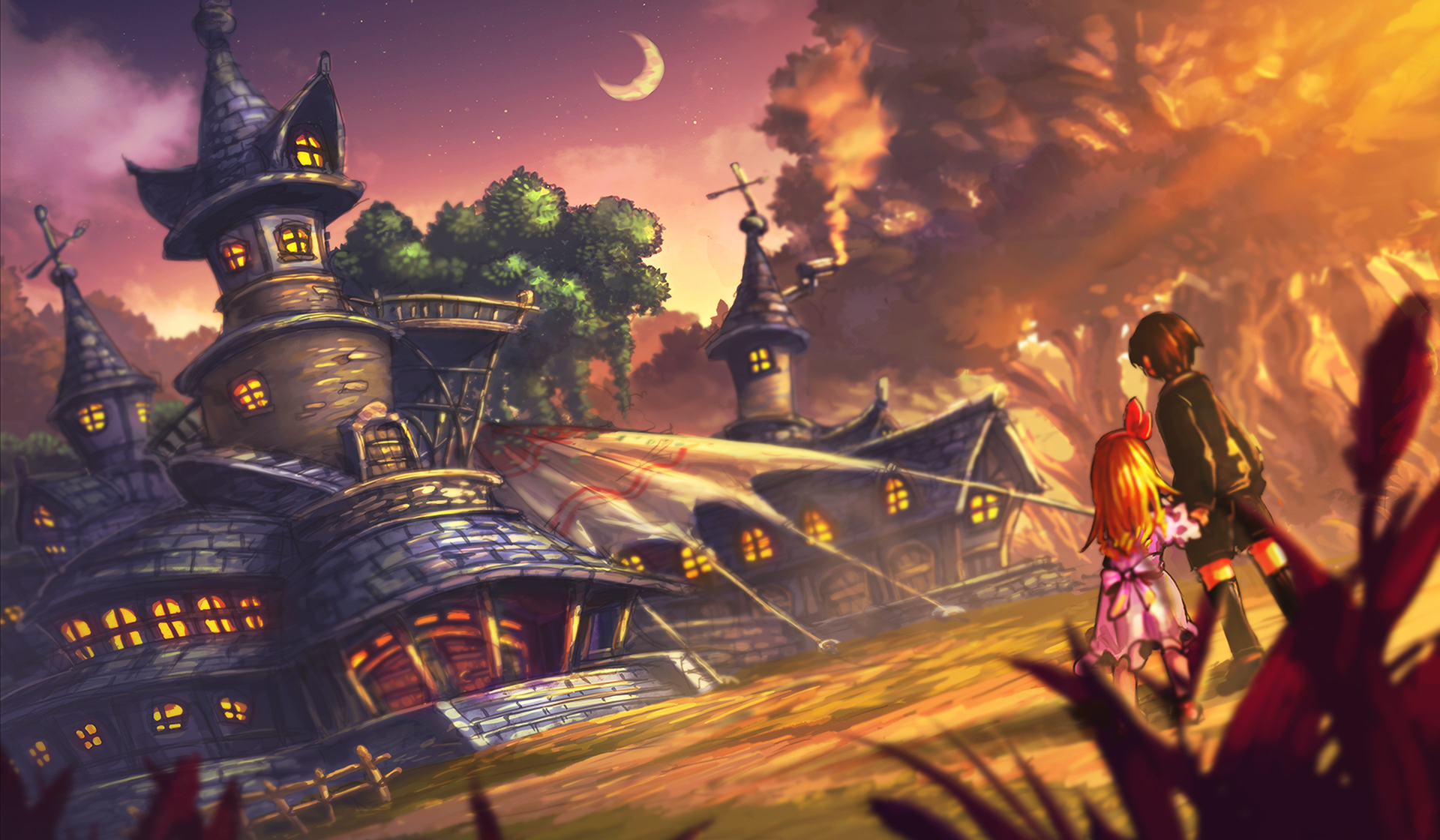 Download Halloween Castle Anime Building Anime Halloween HD Wallpaper by たみ。