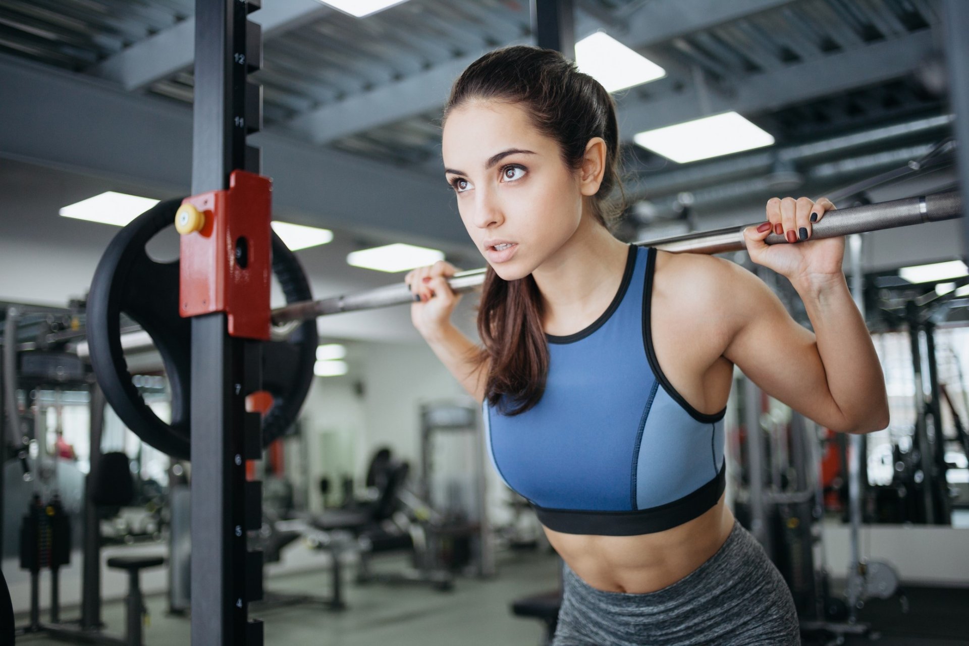 HD Gym Sports Wallpaper Brunette Fitness Model 2079x1386 
