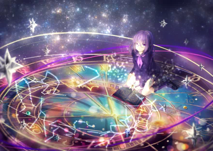 book star starry sky Anime girl anime girl HD Desktop Wallpaper | Background Image