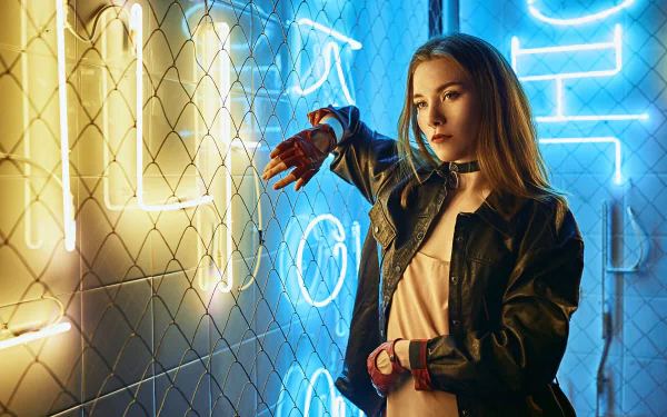 choker leather jacket woman model HD Desktop Wallpaper | Background Image