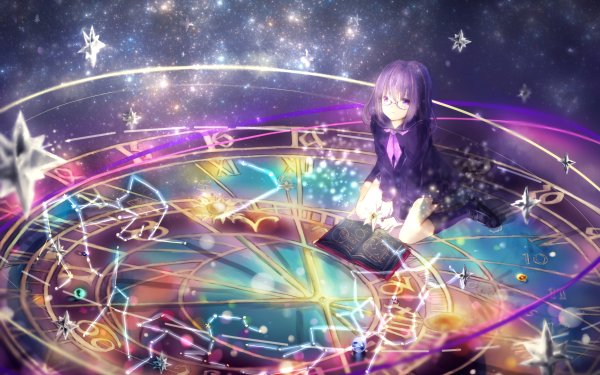 Anime Girl Starry Sky Star Book HD Wallpaper | Background Image