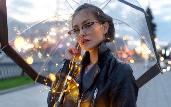 Women Mood Face Umbrella Rain Glasses HD Wallpaper | Background Image